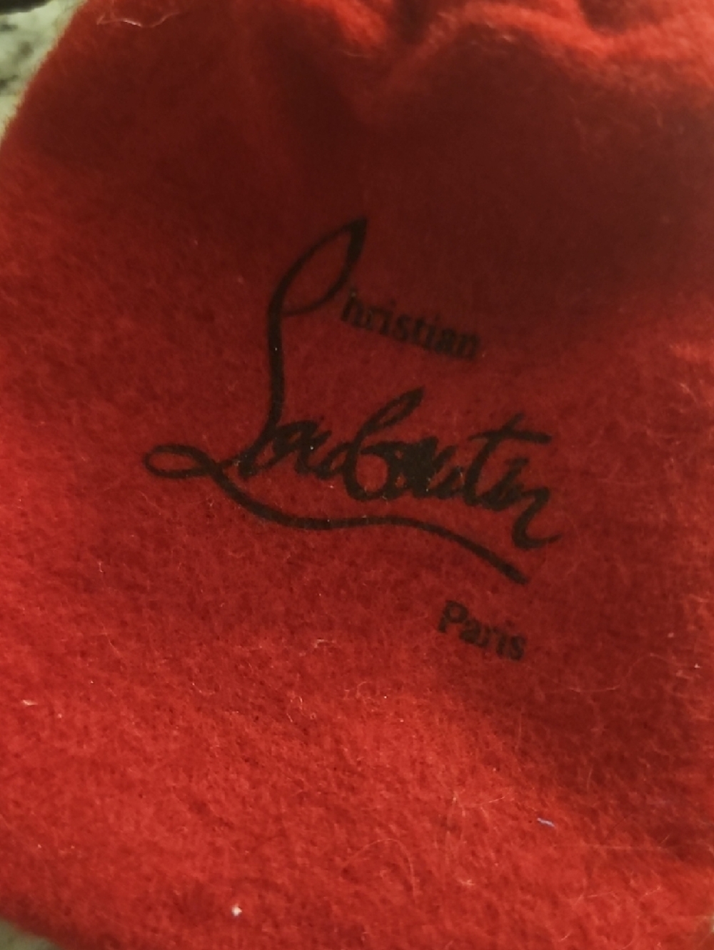 Christian Louboutin Red Velvet Drawstring Pouch with Black Logo - Picture 2 of 5